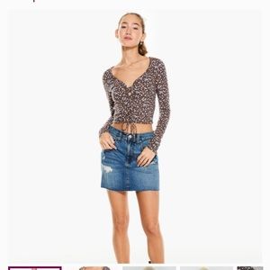 Aeropostale floral lace up front crop top